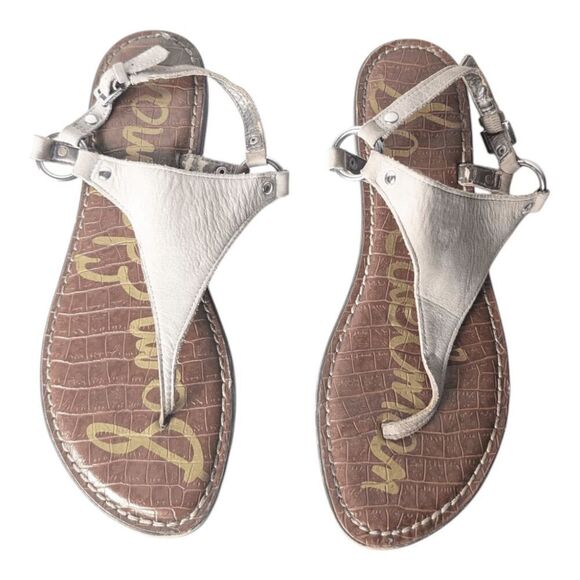 SAM EDELMAN Greta Nude Leather T Sandal Size 9M - Picture 4 of 5